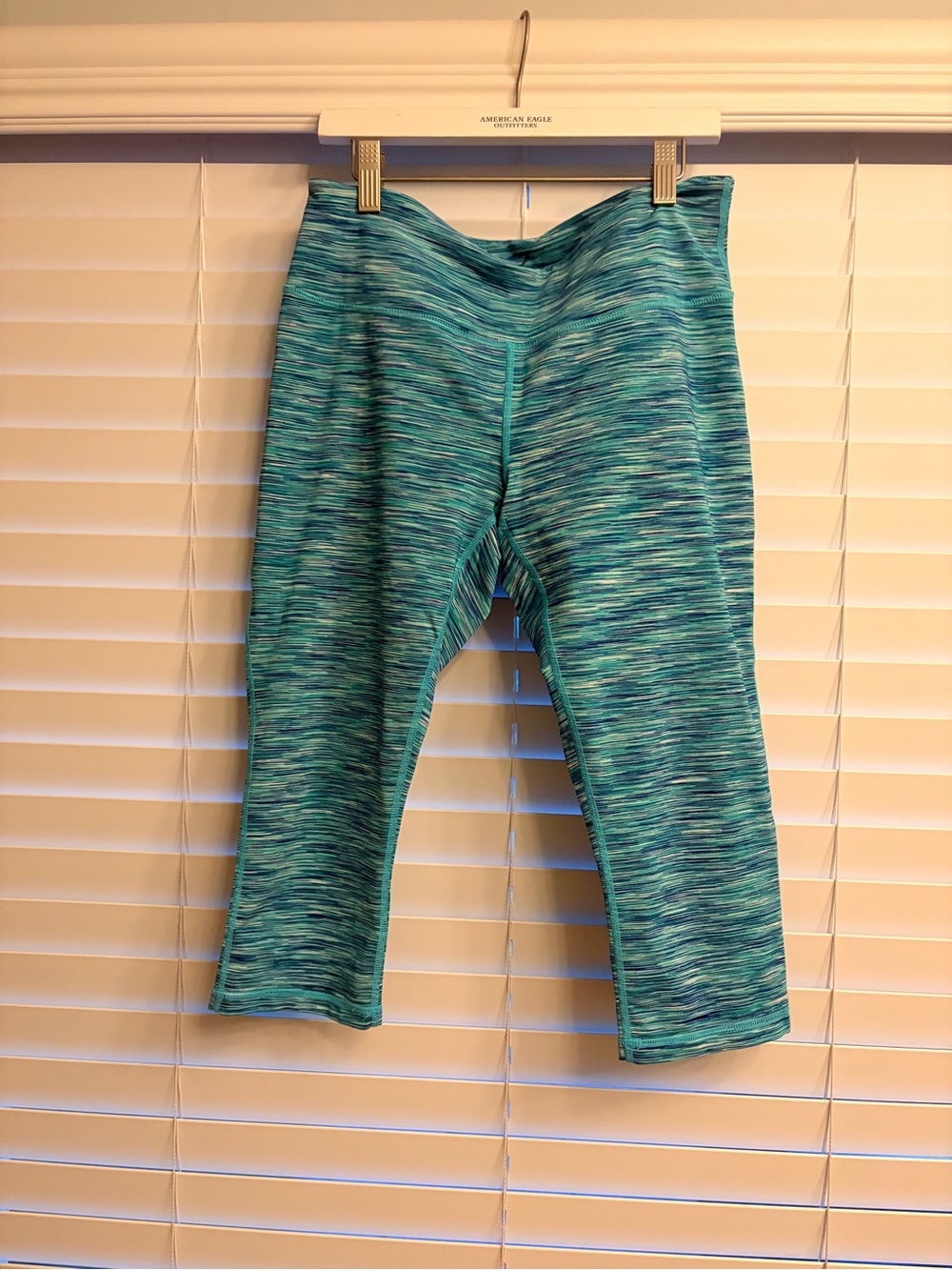 Z By Zella Crop Athletic Leggings L Turquoise Space Dye Capri Workout Pants